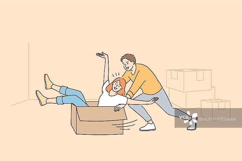 在公寓装修期间享受乐趣的概念图片素材