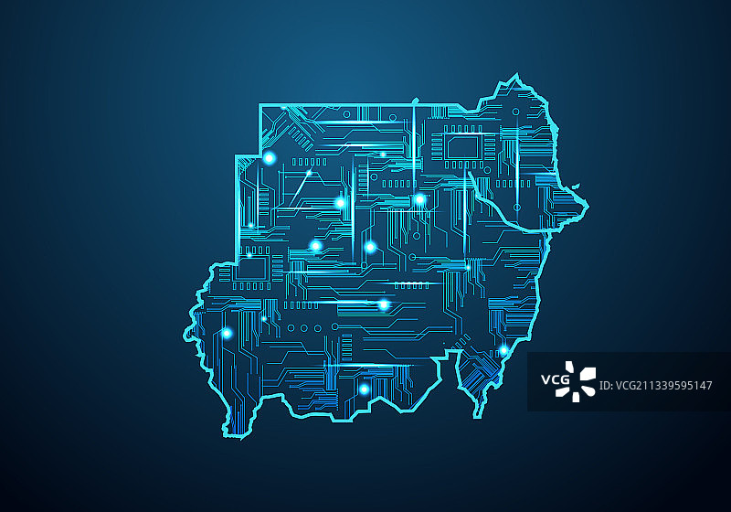 抽象未来主义苏丹地图电路板图片素材