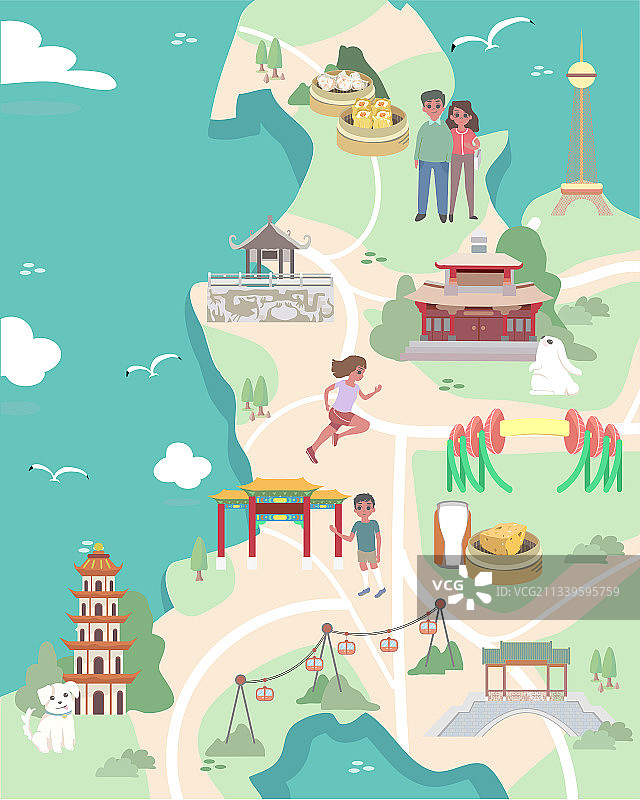 扁平风城市插画-佛山图片素材