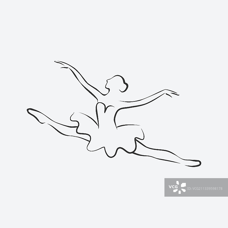 素描跳跃的芭蕾舞者图片素材