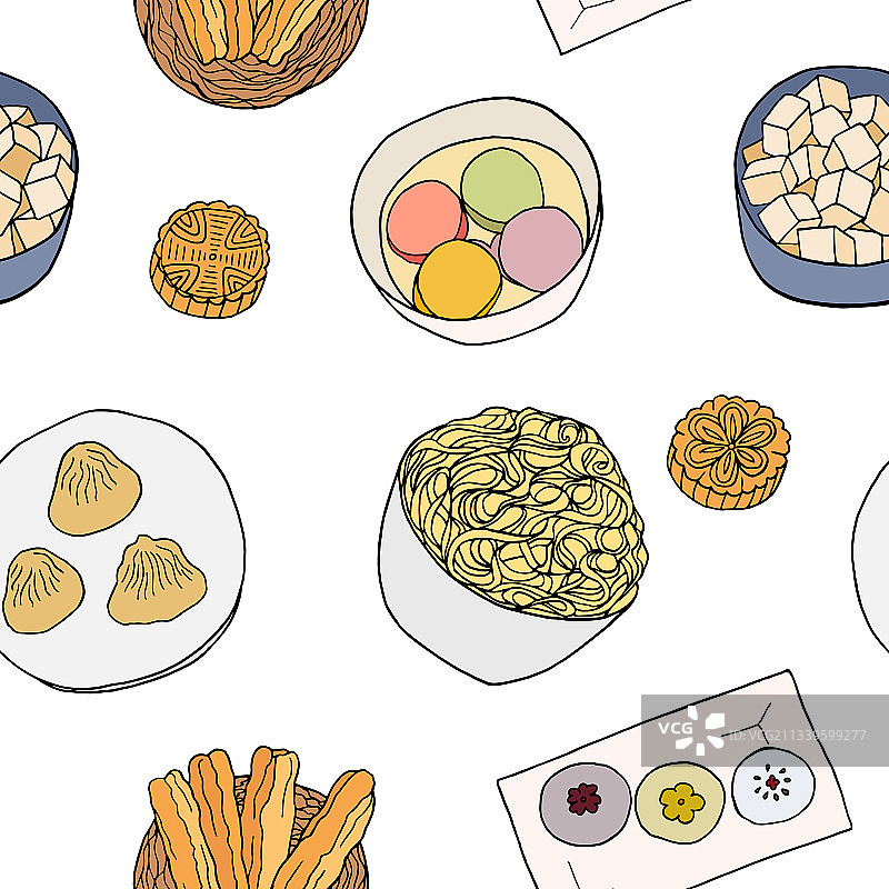 中国美食无缝图案设计草图图片素材