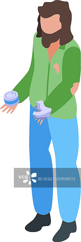 无家可归的粗心之人等距风格图标图片素材