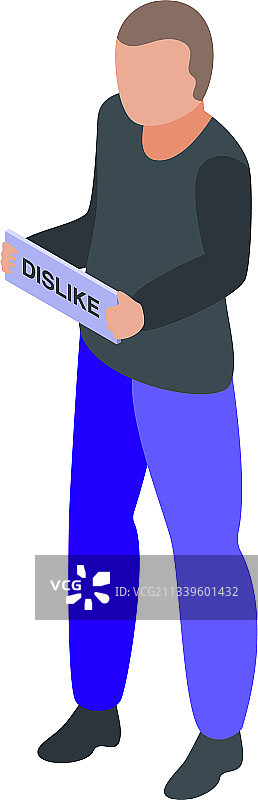 不喜欢图标的2.5D风格男孩图片素材