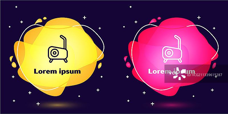 蓝色背景上的自行车图标线条组合图片素材