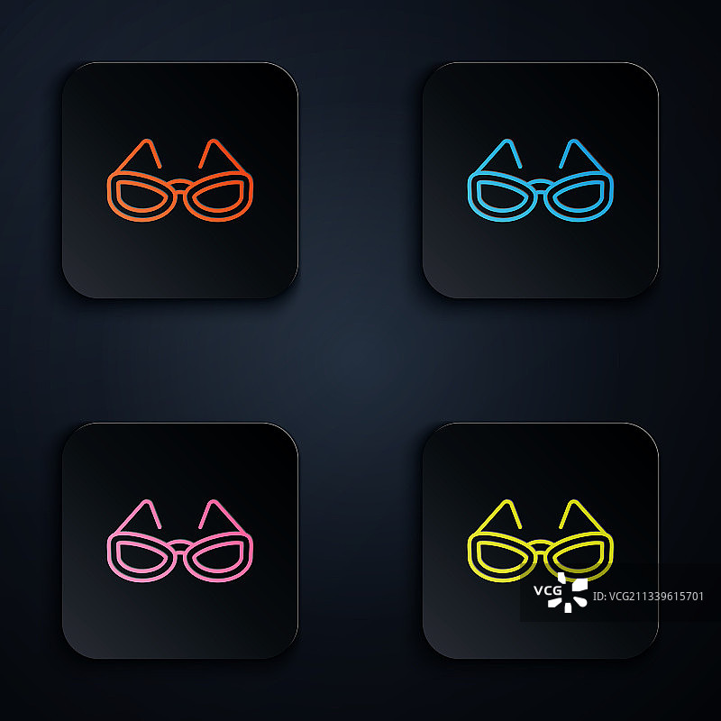 彩色霓虹线条眼镜图标图片素材