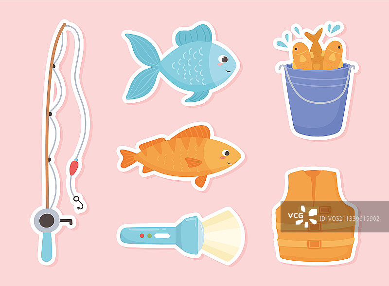 钓鱼贴纸套装图片素材