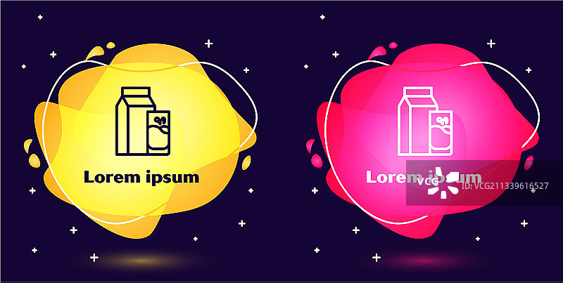 线条纸质克非尔包装和玻璃图标图片素材