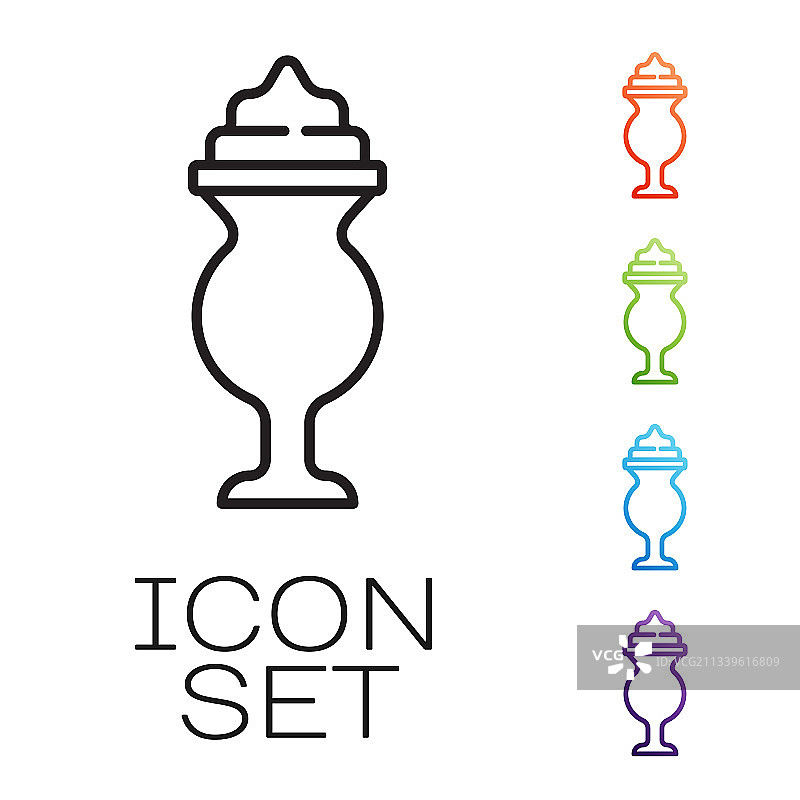 黑色线条奶昔图标，白色背景图片素材