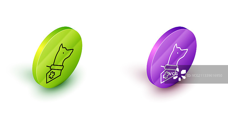 2.5D线条导盲犬图标，白色背景图片素材