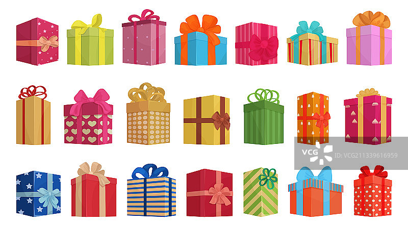 卡通礼品盒套装图标图片素材