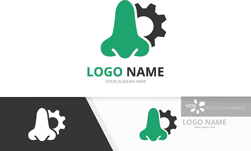 鼻子齿轮耳鼻喉诊所标志图片素材