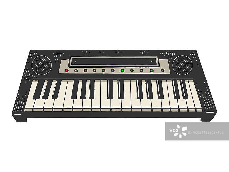 合成器钢琴素描雕刻图片素材