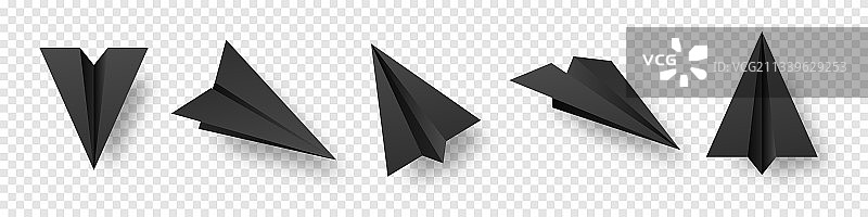 逼真的黑色手工纸飞机图片素材