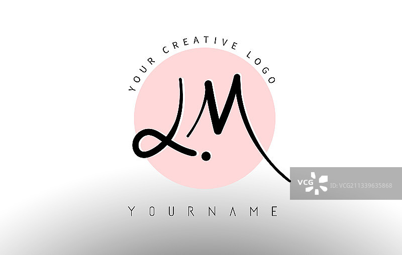 手写字母LM圆形标志设计图片素材