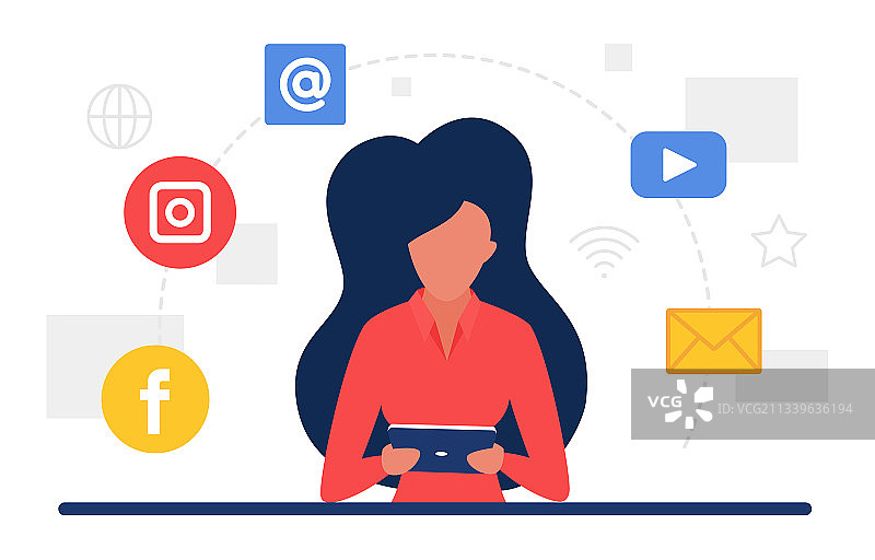 具有网络的社交媒体通信概念图片素材