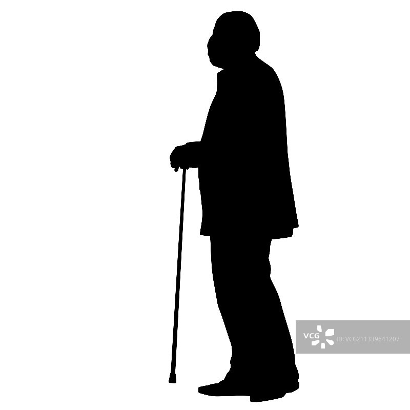拄着拐杖的老人剪影图片素材