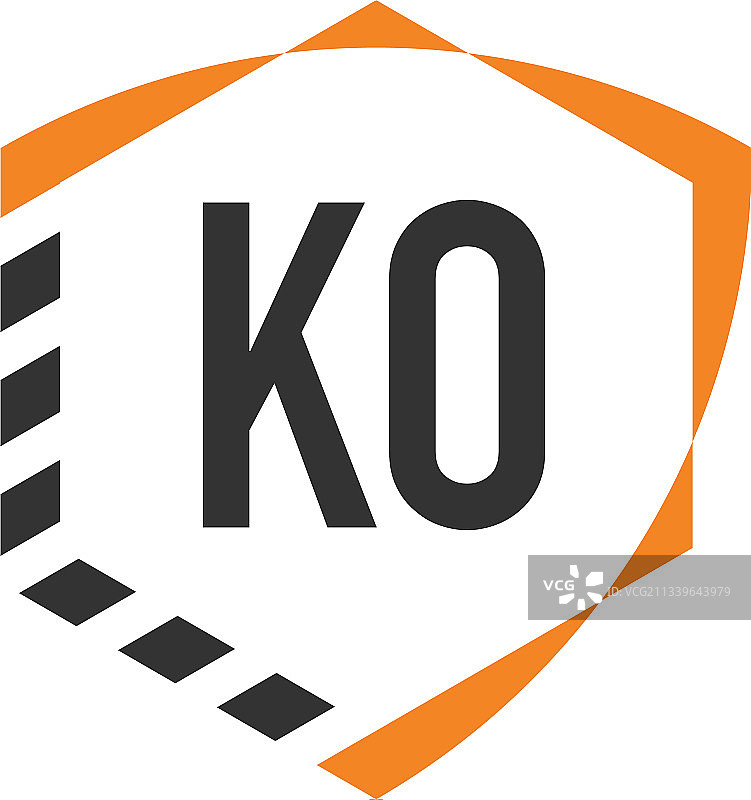 字母KO盾牌六边形标志模板图片素材