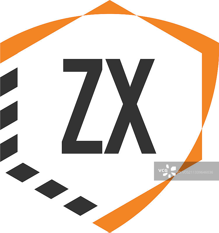 首字母ZX盾牌六边形logo模板图片素材