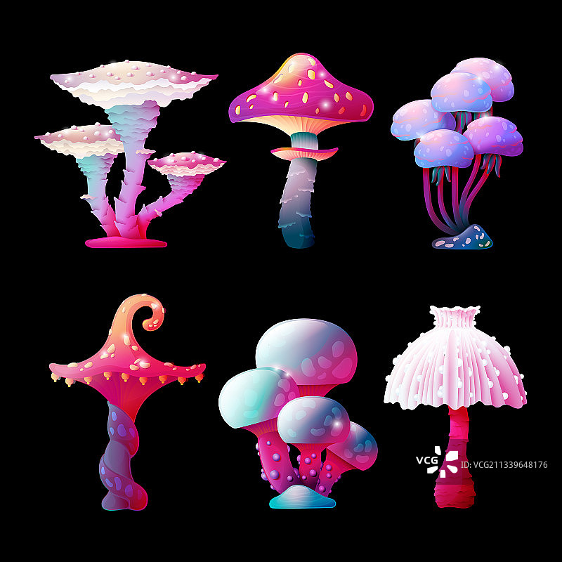 彩色梦幻魔法蘑菇素材图片素材
