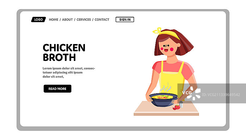 年轻女人在厨房煮鸡汤图片素材
