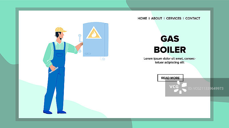 燃气锅炉设备检修人员图片素材