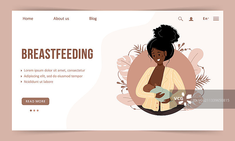 母乳喂养概念着陆页模板图片素材