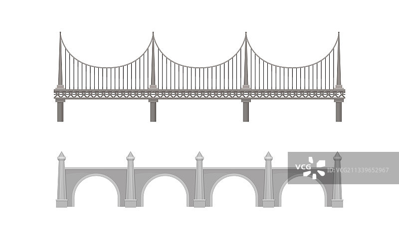 金属和混凝土制成的笔直桥梁图片素材