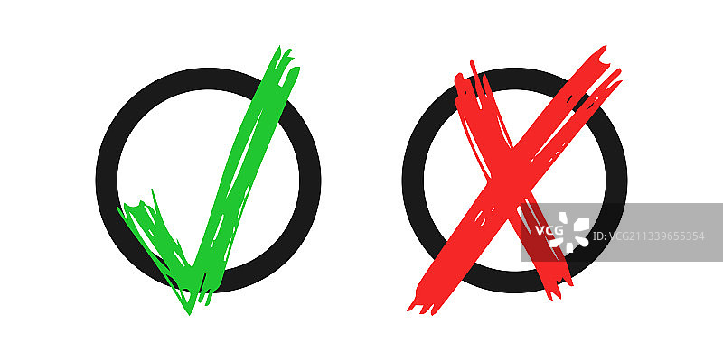 手绘对勾和叉号元素图片素材