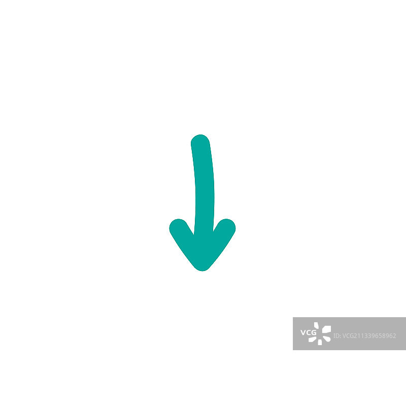 蓝色圆角手绘卡通向下箭头图片素材