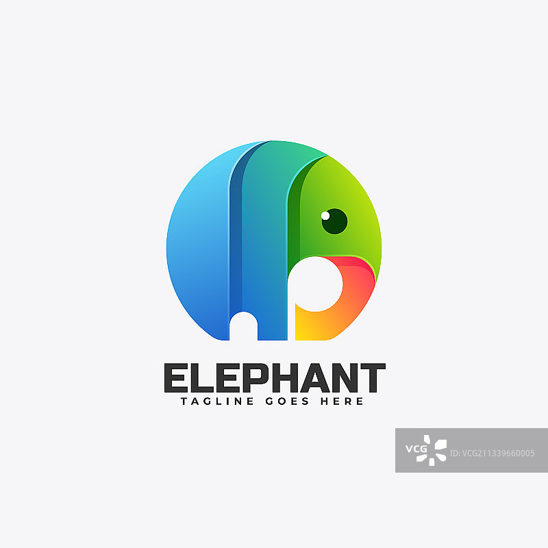大象渐变彩色风格标志图片素材