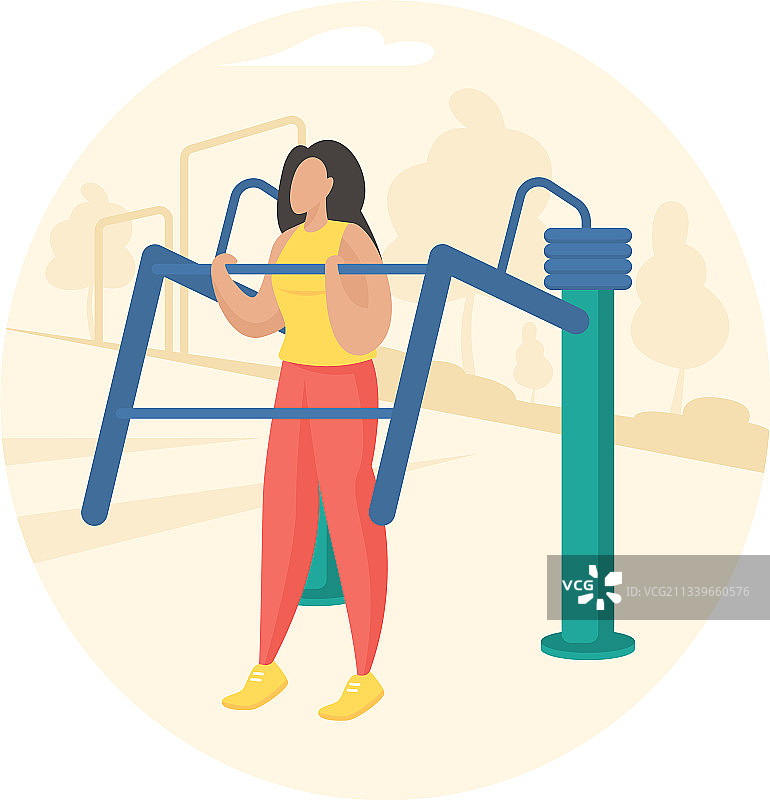 户外健身器材扁平风格图片素材