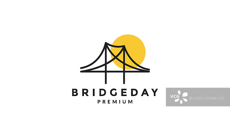 日落桥梁艺术线条logo标志图片素材