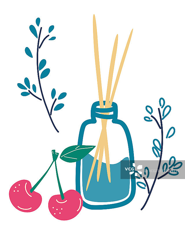 玻璃瓶装木制气味棒图片素材