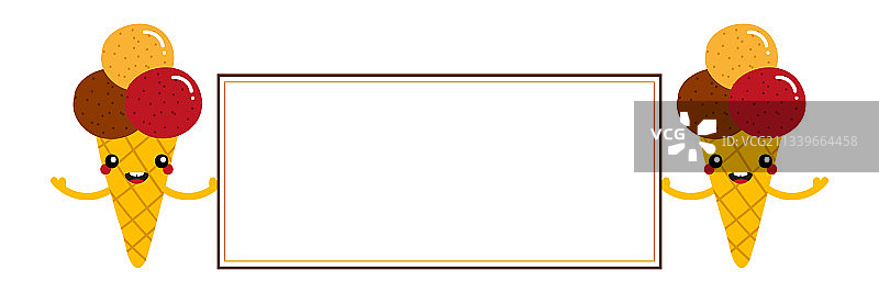 冰淇淋筒人物拿着空白卡片图片素材