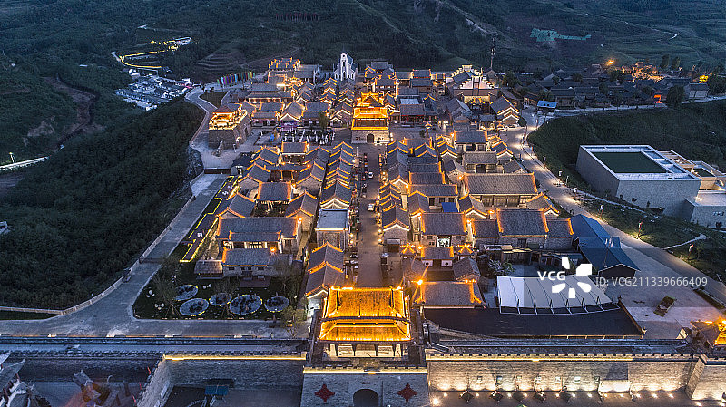 白鹿原影视城航拍图片素材