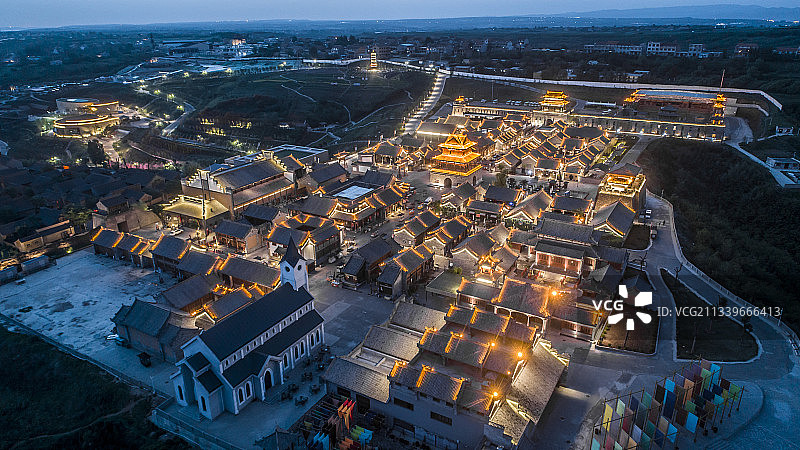 白鹿原影视城航拍图片素材