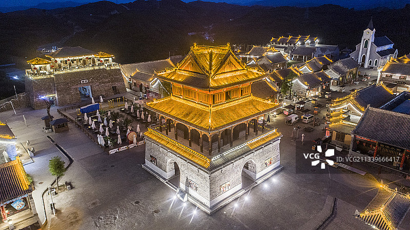 白鹿原影视城航拍图片素材