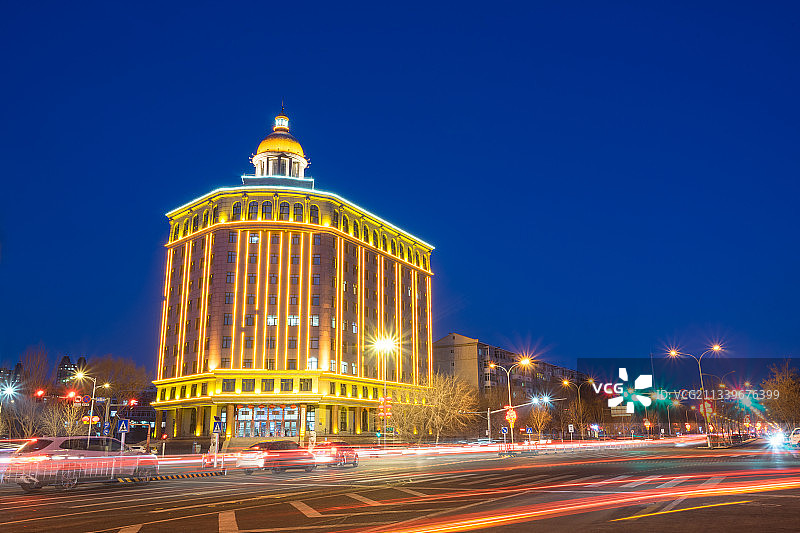 黑龙江省齐齐哈尔市国税局，城市夜景，建筑夜景图片素材
