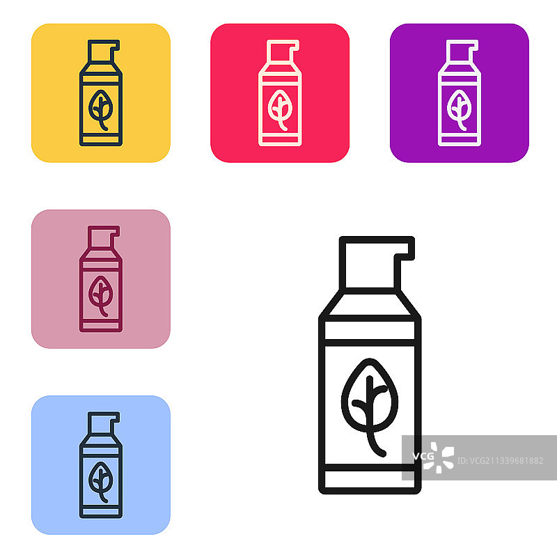 黑色背景的黑色线条有机化妆品图标图片素材