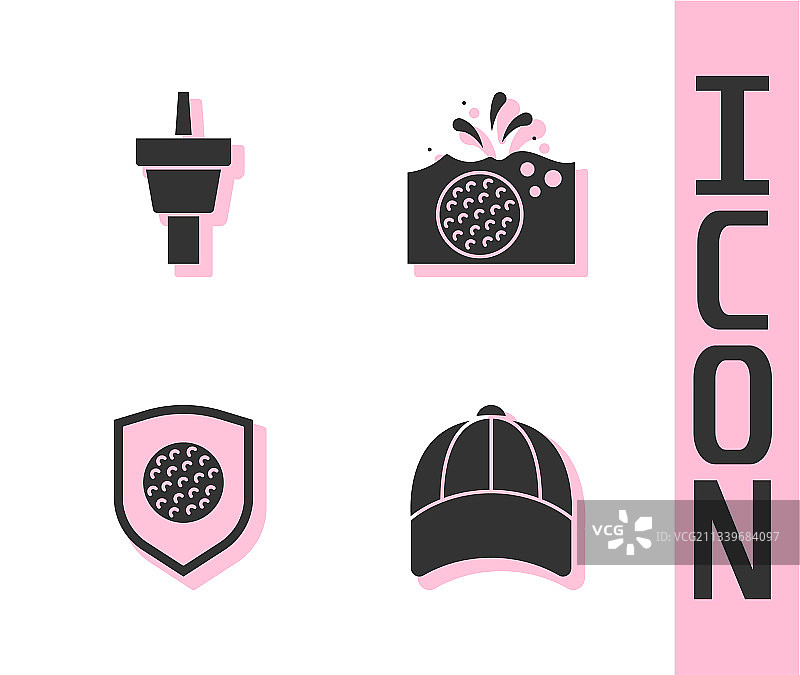 棒球帽、高尔夫球座与盾牌套装图片素材