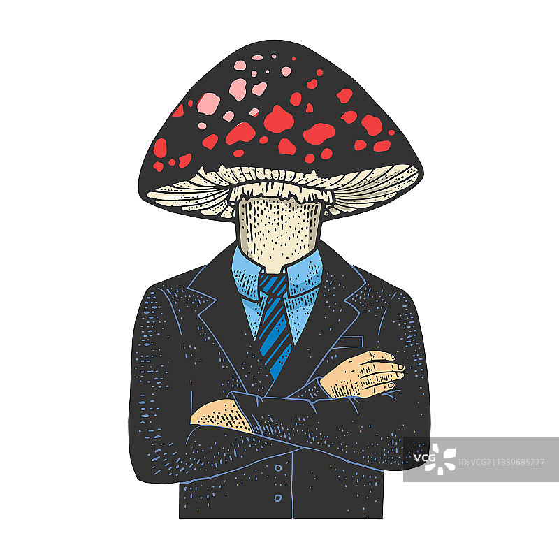 毒蝇伞头部商人素描图片素材