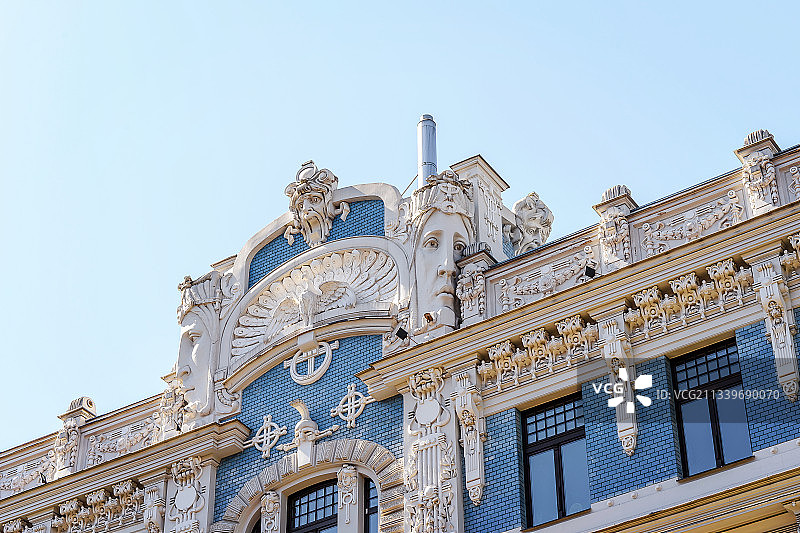 拉脱维亚里加新艺术风格建筑图片素材