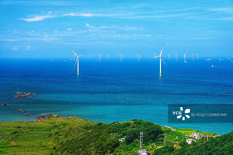 平潭大练岛的风力发电图片素材