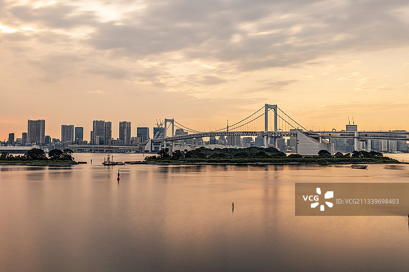 日本东京湾日落图片素材