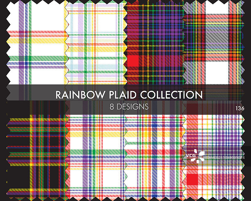 彩虹格子花纹无缝图案合集图片素材