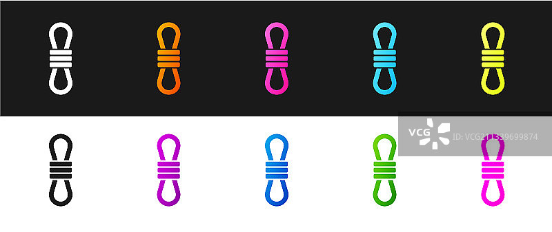 攀登者绳索图标（黑白背景）图片素材