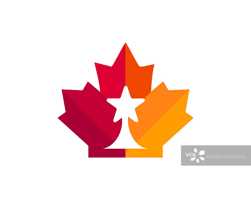 加拿大红色枫叶与星星标志图片素材