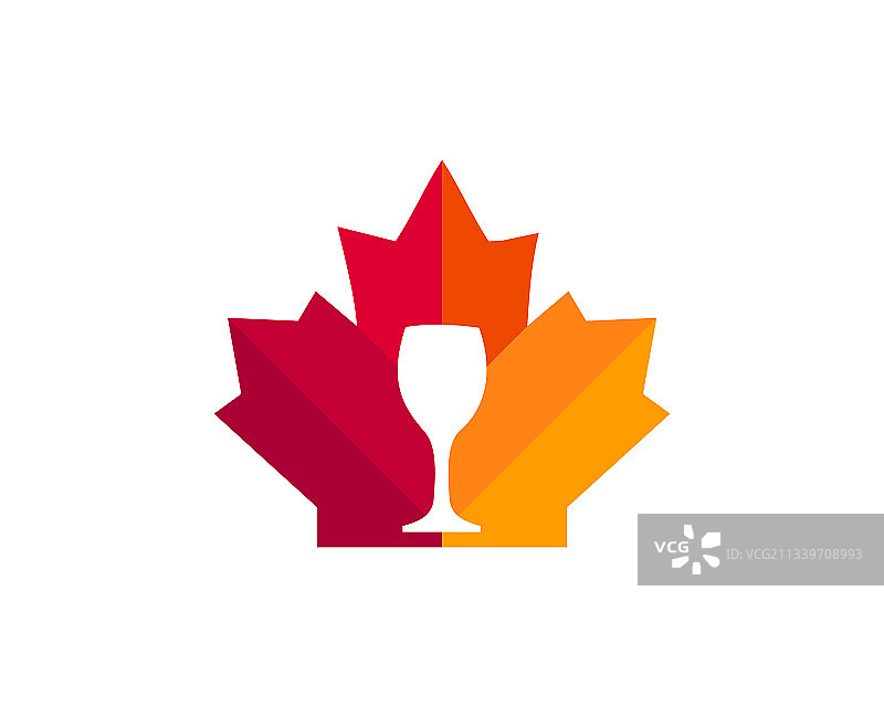 枫叶葡萄酒杯标志设计图片素材