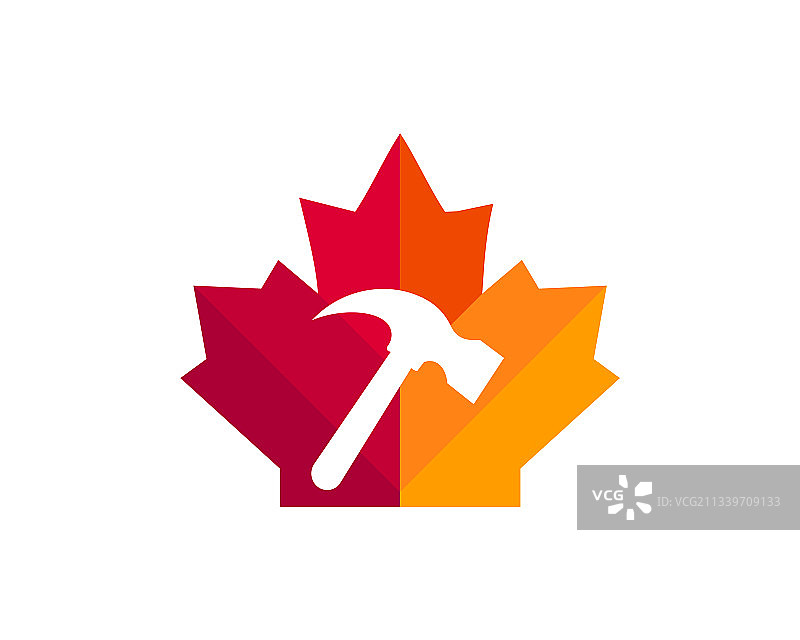 枫叶锤子标志设计加拿大建筑图片素材