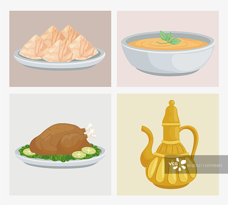 四种阿拉伯美食图片素材